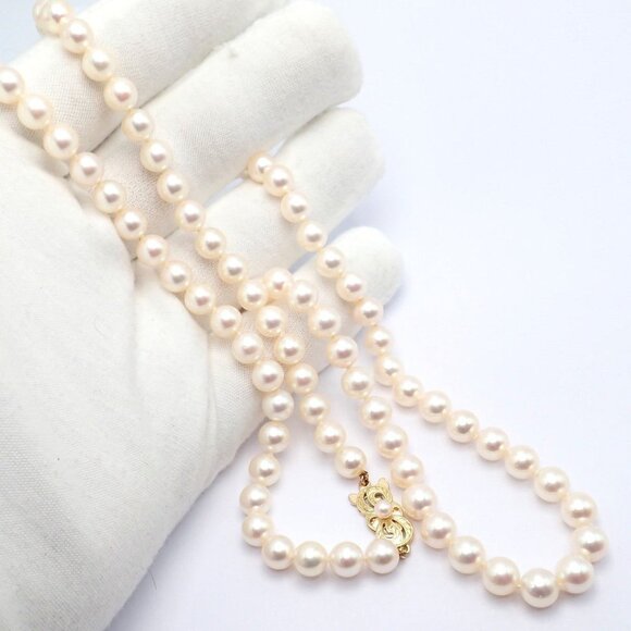 Rare! Mikimoto 18k Yellow Gold Pearl Strand 7mm 30" Opera Length Necklace - Picture 7 of 9